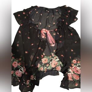 ⭐️ SOLD Victoria’s Secret floral bow ruffled open lingerie set NWOT